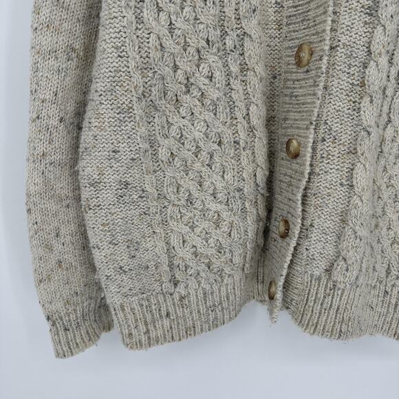 MJ Carroll Sweater Mens Large Beige Cable Knit Button Front Cardigan Hong Kong - Picture 5 of 12